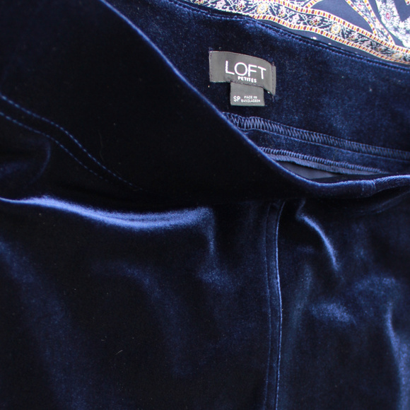 LOFT Petite Plush Velvet Leggings Blue Crush S/P - Picture 6 of 8
